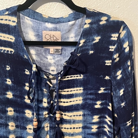 CHASER Boho Beaded Tassel Tie Dye Shirt - Picture 2 of 4